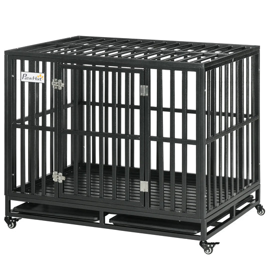 41 Heavy Duty Steel Dog Crate, Pet Cage with Wheels, Black Houses, Kennels & Pens Black at Gallery Canada