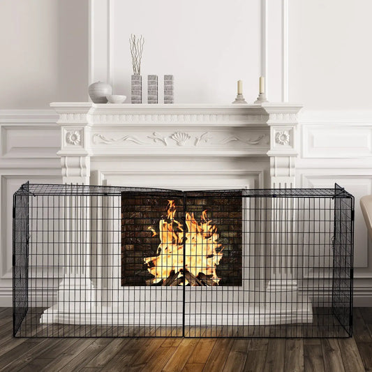 Extendable Fireplace Screen, Metal Mesh Spark Guard, Black Fireplace Screens Black at Gallery Canada