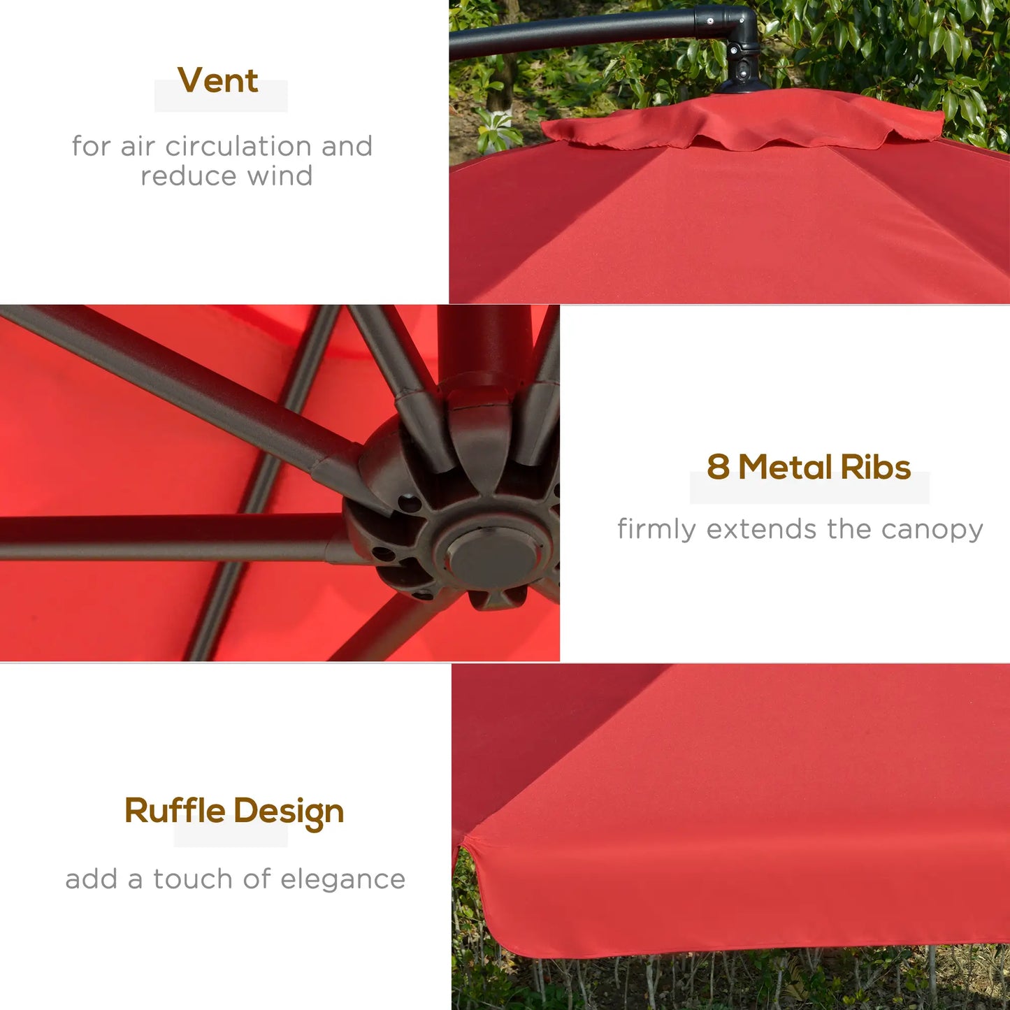 11FT Cantilever Patio Umbrella, Offset Hanging, Easy Tilt, Cross Base, Red Cantilever Umbrellas at Gallery Canada