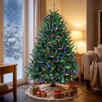 6Ft Prelit Christmas Tree, Warm White & Multi-Colour LEDs, Colorado Blue Spruce