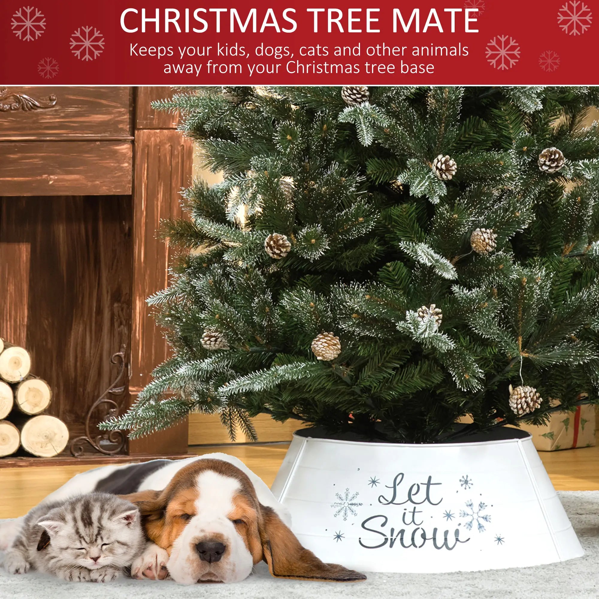 Metal Christmas Tree Collar, 26 Inch, Holiday Decoration, White Christmas Trees at Gallery Canada