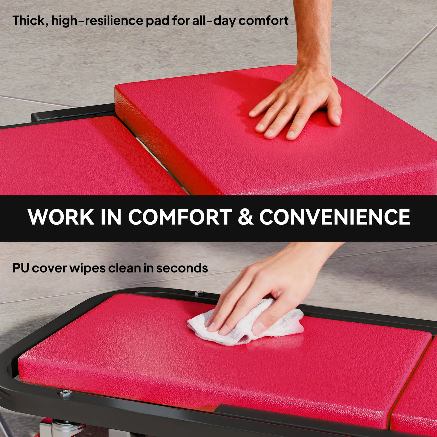 Automotive Z Creeper Seat, 330 lbs Rolling Garage Mechanic Creeper Stool, Red Automotive at Gallery Canada