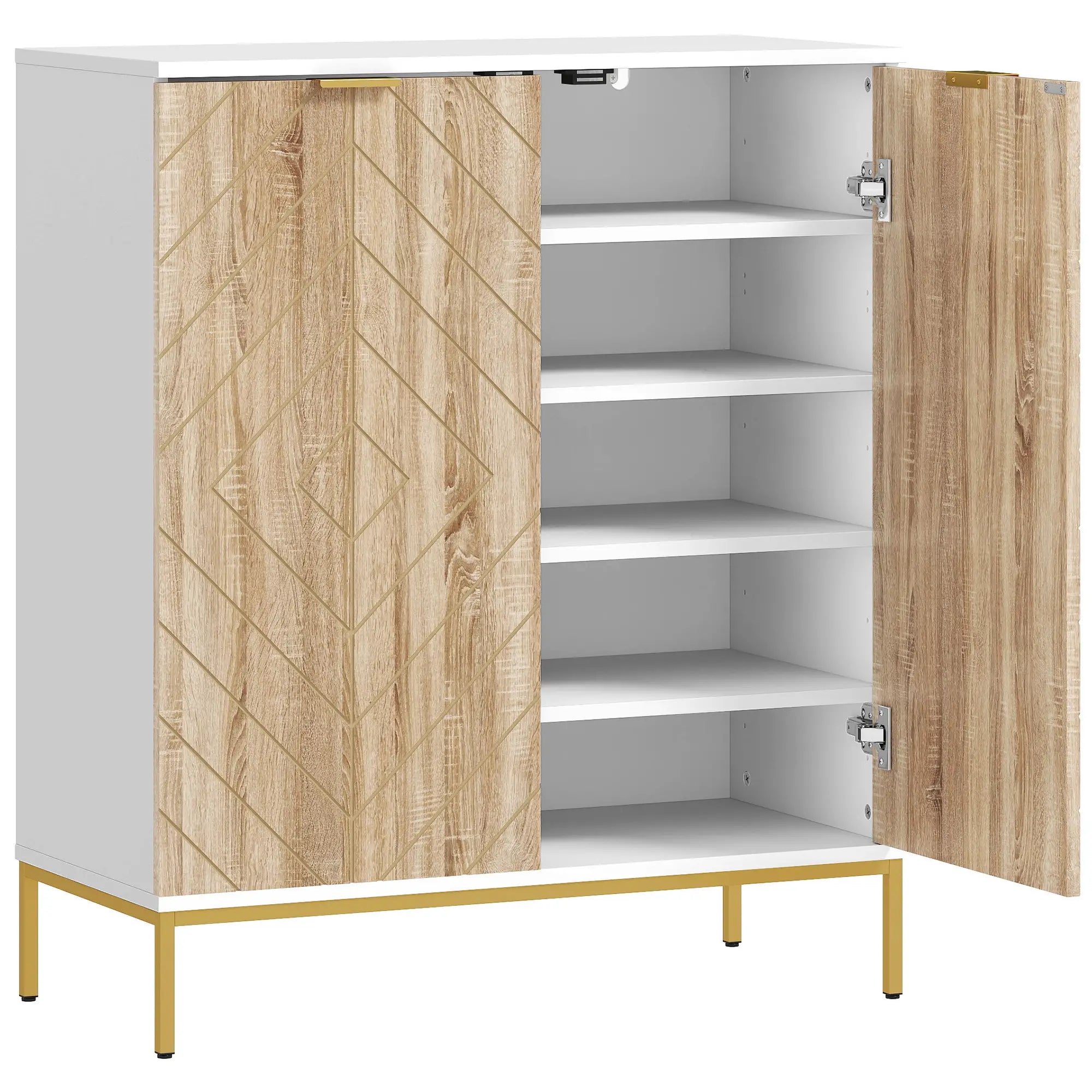 Shoe Storage Cabinet for 15 Pairs, Adjustable Shelves, White Shoe Storage Cabinets & Racks White, Oak at Gallery Canada