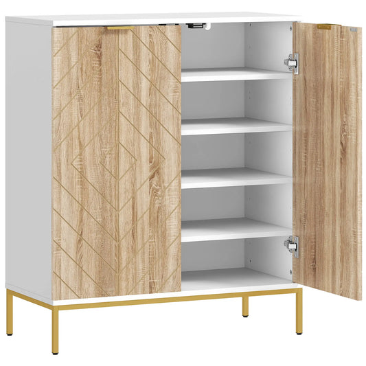 Shoe Storage Cabinet for 15 Pairs, Adjustable Shelves, White Shoe Storage Cabinets & Racks White, Oak at Gallery Canada