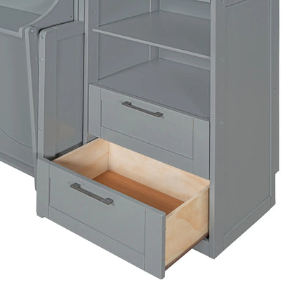 Queen Murphy Bed with Closet, Drawers, Shelves, 114" L x 17" W x 87" H, Grey Bed Frames at Gallery Canada