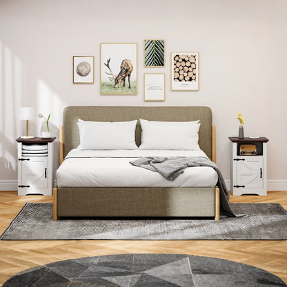 Set of 2 Side Tables, Night Stands with Outlets, White Side Tables at Gallery Canada