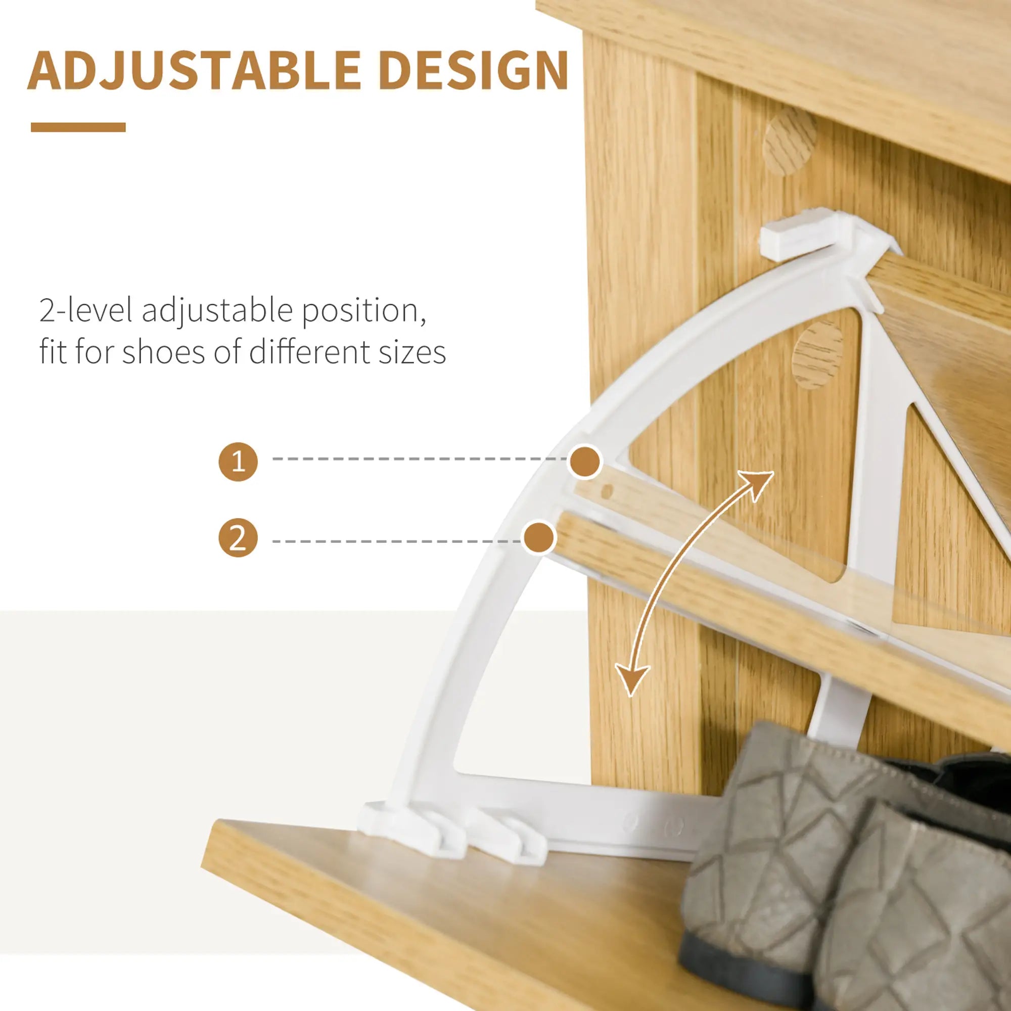Shoe Storage Cabinet, 2 Flip Drawers, Adjustable Shelves, 12 Pairs, Natural Wood Shoe Storage Cabinets & Racks at Gallery Canada