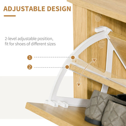 Shoe Storage Cabinet, 2 Flip Drawers, Adjustable Shelves, 12 Pairs, Natural Wood Shoe Storage Cabinets & Racks at Gallery Canada