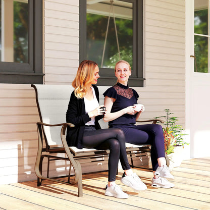 Double Gliding Chair, Patio Glider, Outdoor Mesh Seat, Steel Frame, Cream White Outdoor Gliders at Gallery Canada