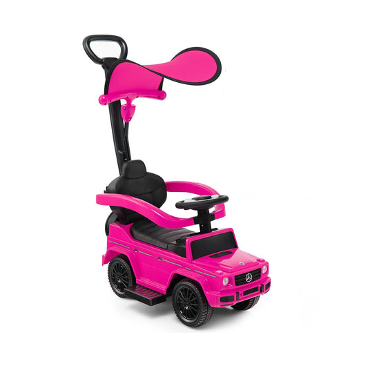 3-In-1 Ride on Push Car Mercedes Benz G350 Stroller Sliding Car with Canopy, Pink - Gallery Canada