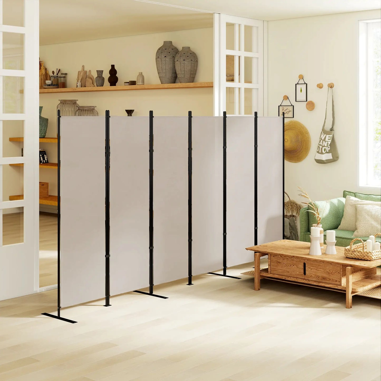 6 Ft Folding Room Divider, Portable Privacy Screen, Beige Room Dividers at Gallery Canada