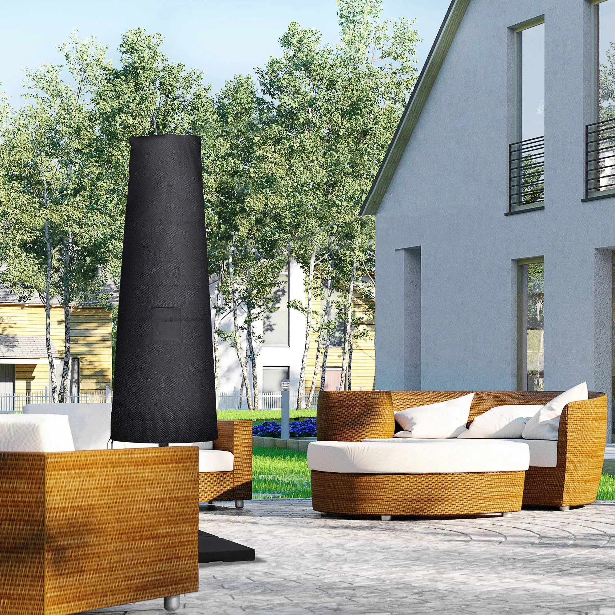 Outdoor Large Umbrella Cover, Patio Cantilever Banana Parasol Protector, Weather Resistant, Black Umbrella Covers at Gallery Canada