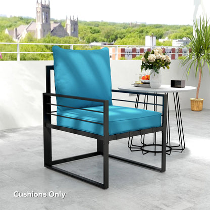 Thick Deep Seat Patio Chair Cushions, Outdoor Seat with Back Cushion, Turquoise Patio Chair Cushions at Gallery Canada