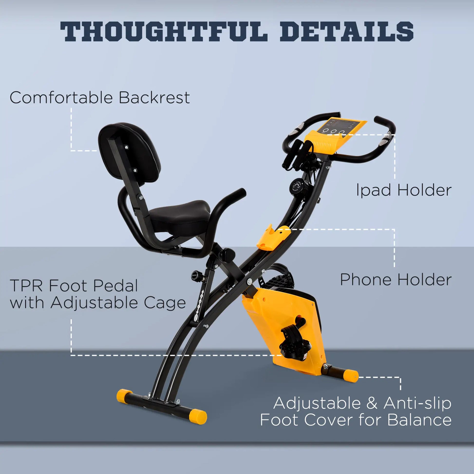 Folding Exercise Bike, 8-Level Magnetic Resistance, Adjustable Seat, Yellow Exercise & Stationary Bikes at Gallery Canada
