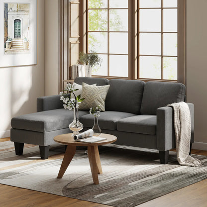 L Shaped Sectional Sofa, With Changeable Chaise Ottoman, Dark Grey 3-Seater Sofas at Gallery Canada