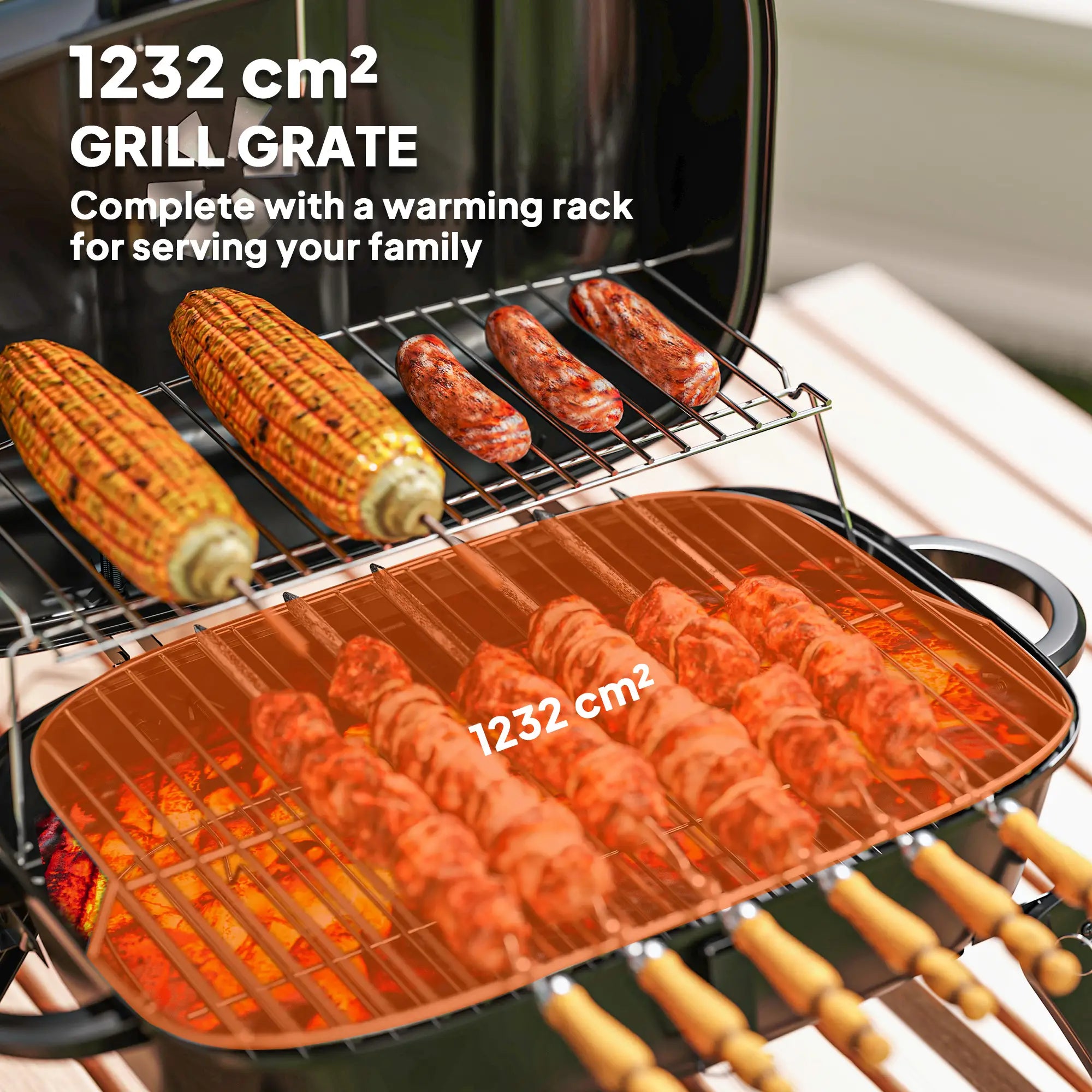 Foldable Charcoal BBQ Grill With Warming Rack, Adjustable Vent, Thermometer, Black Charcoal BBQ Grils at Gallery Canada
