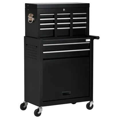 6-Drawer Tool Chest, 4 Wheels, Lockable Rolling Storage Cabinet, Black Tool Organizers Black at Gallery Canada