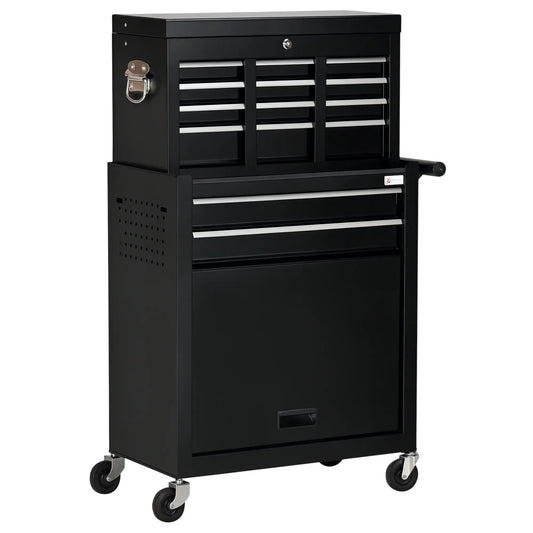 6-Drawer Tool Chest, 4 Wheels, Lockable Rolling Storage Cabinet, Black Tool Organizers Black at Gallery Canada