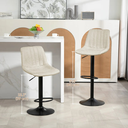 Counter Height Bar Stools Set of 2, Adjustable Height Bar Chairs with Swivel Seat, Leathaire Upholstery Bar Stools at Gallery Canada