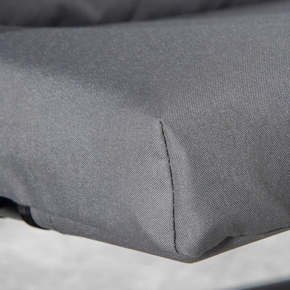 Foldable Lounge Chair, Fabric Upholstered Recliner, Outdoor Lounger with Armrest, Metal Frame for Backyard, Grey Patio Chairs at Gallery Canada