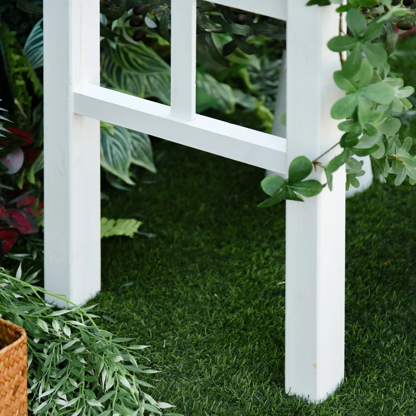 85" Wooden Garden Arbour, Outdoor Arch Trellis for Vines, White Garden Arches at Gallery Canada