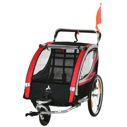 2 Seat Bike Trailer, Double Jogging Stroller, Handbrake, Red Kids Bike Trailers at Gallery Canada