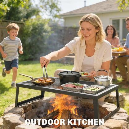 36" x 18" Folding Campfire Grill, Heavy Duty Carbon Steel Grate, Black Charcoal BBQ Grils at Gallery Canada
