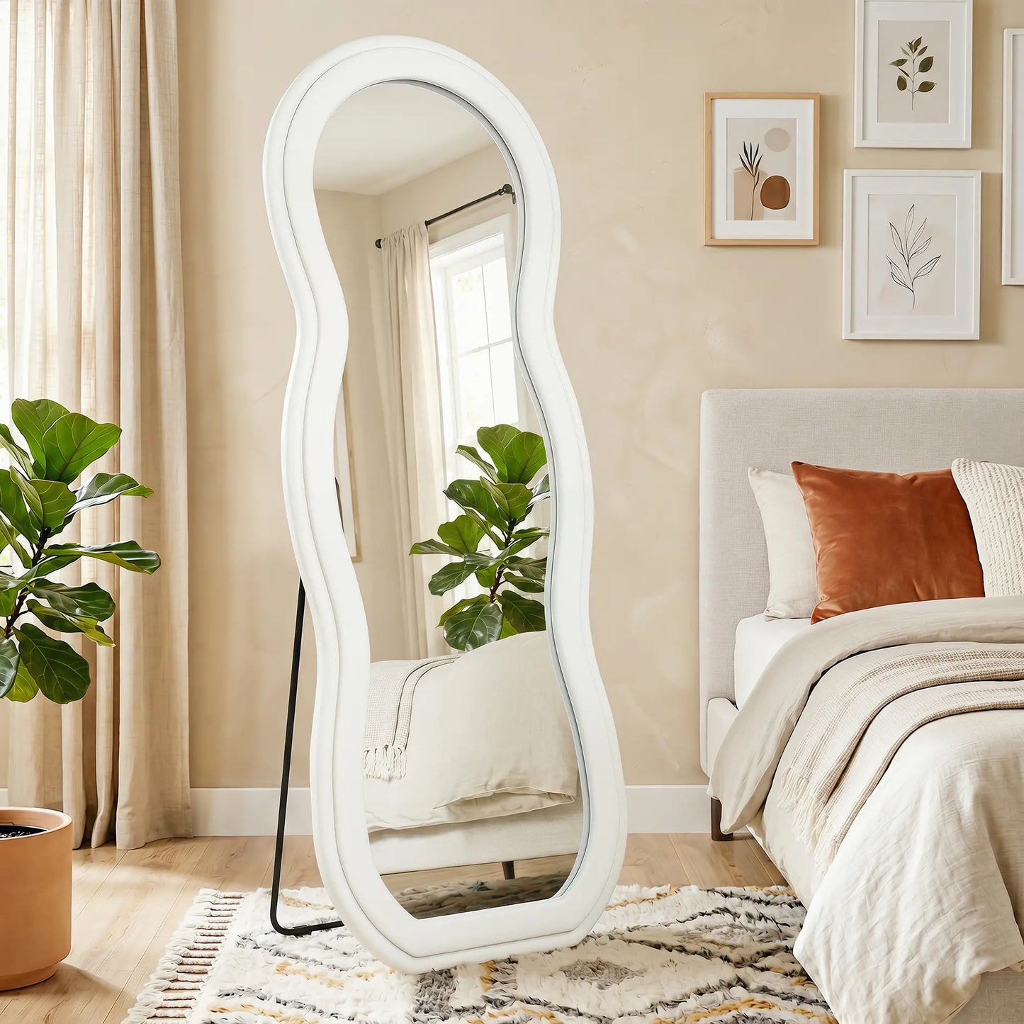 64" X 24" Full Length Mirror, Arched Velvet Frame