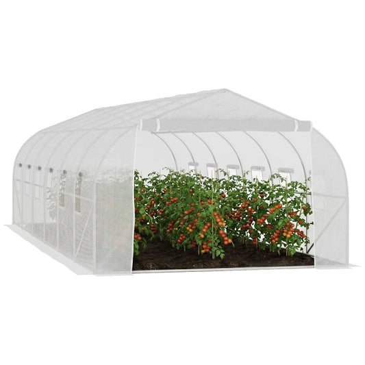 26'L x 10'W x 6.8'H Walk-In Greenhouse, Steel Frame, White Tunnel Greenhouses White at Gallery Canada