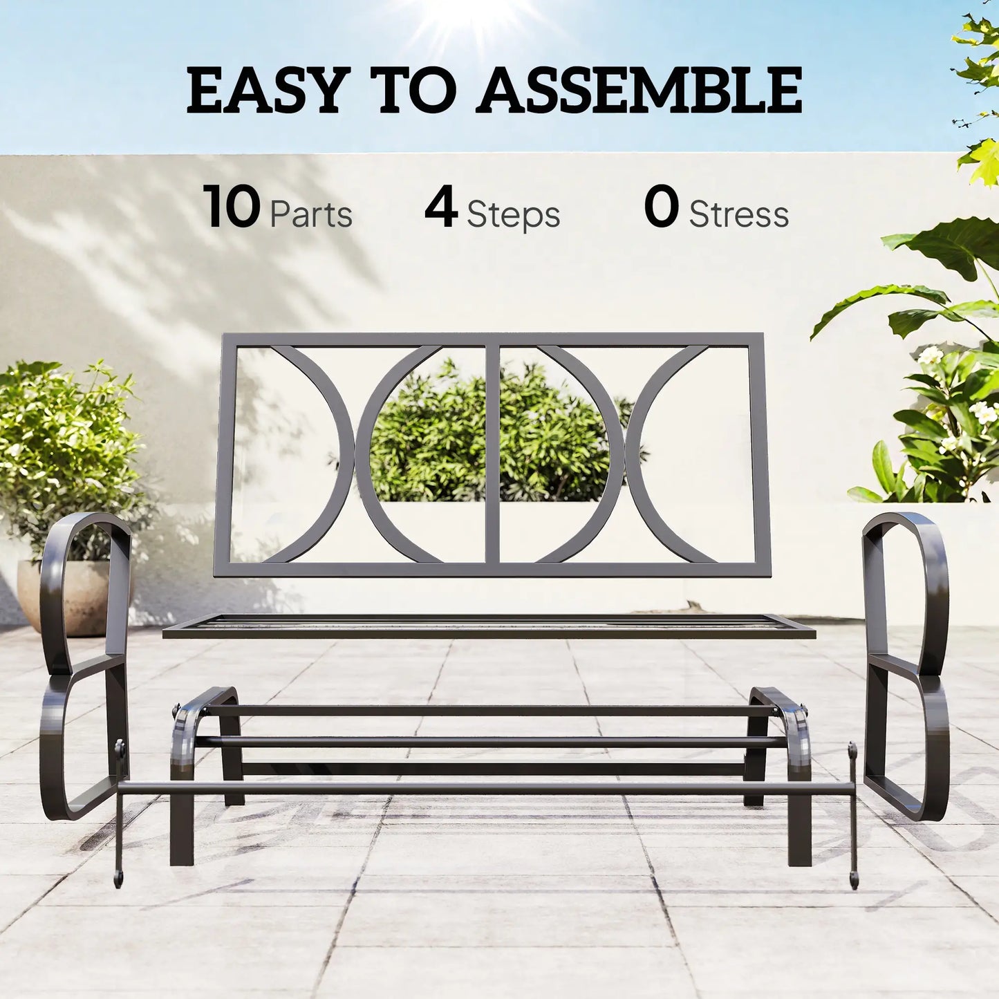 2-Person Outdoor Glider Chair, Steel Frame, Cushions, Blue Outdoor Gliders at Gallery Canada