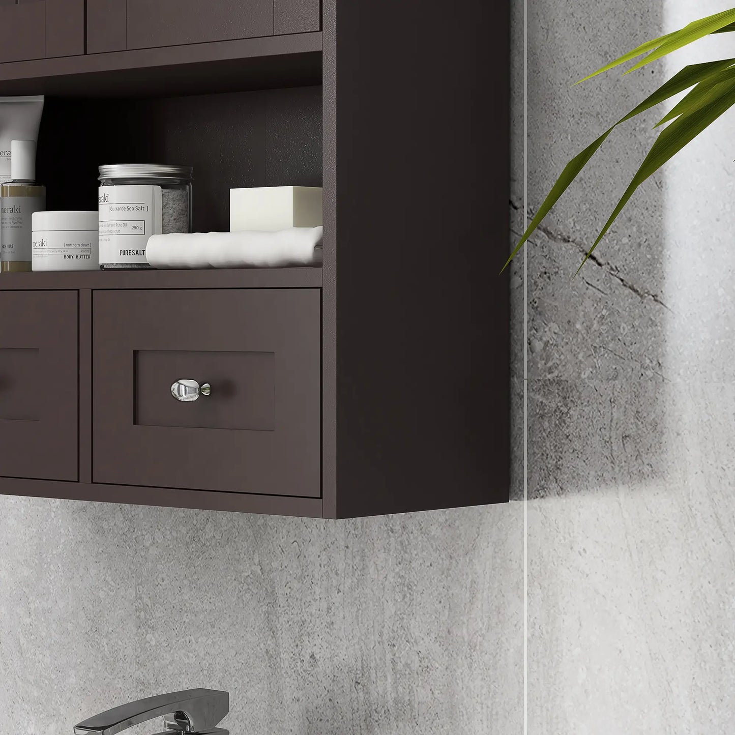 Medicine Cabinet, Bathroom Wall Cabinet with Shelf, Drawers, Brown Wall Mounted Cabinets at Gallery Canada