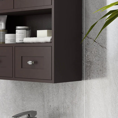 Medicine Cabinet, Bathroom Wall Cabinet with Shelf, Drawers, Brown Wall Mounted Cabinets at Gallery Canada