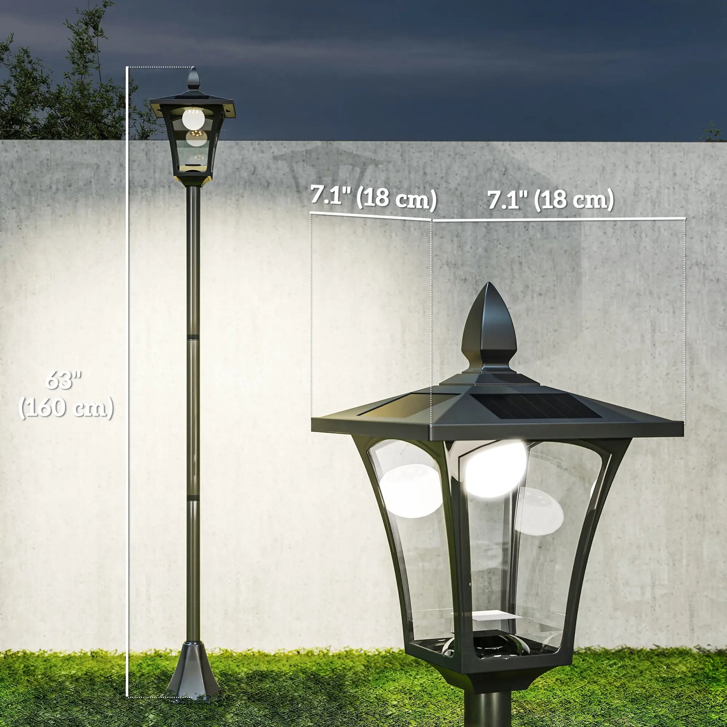 Solar LED Streetlight, 40 Lumens, Waterproof, 63"H, Black Solar Post Lamps at Gallery Canada