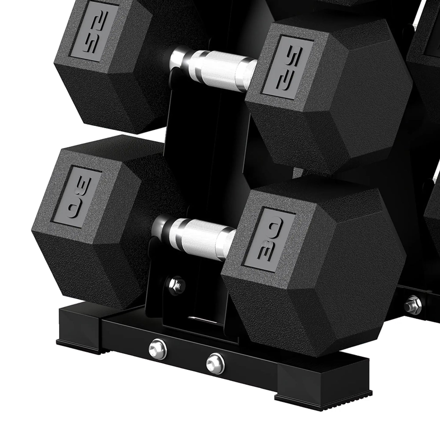 Hex Dumbbell Set With Rack, 180lbs Rubber-Coated, black