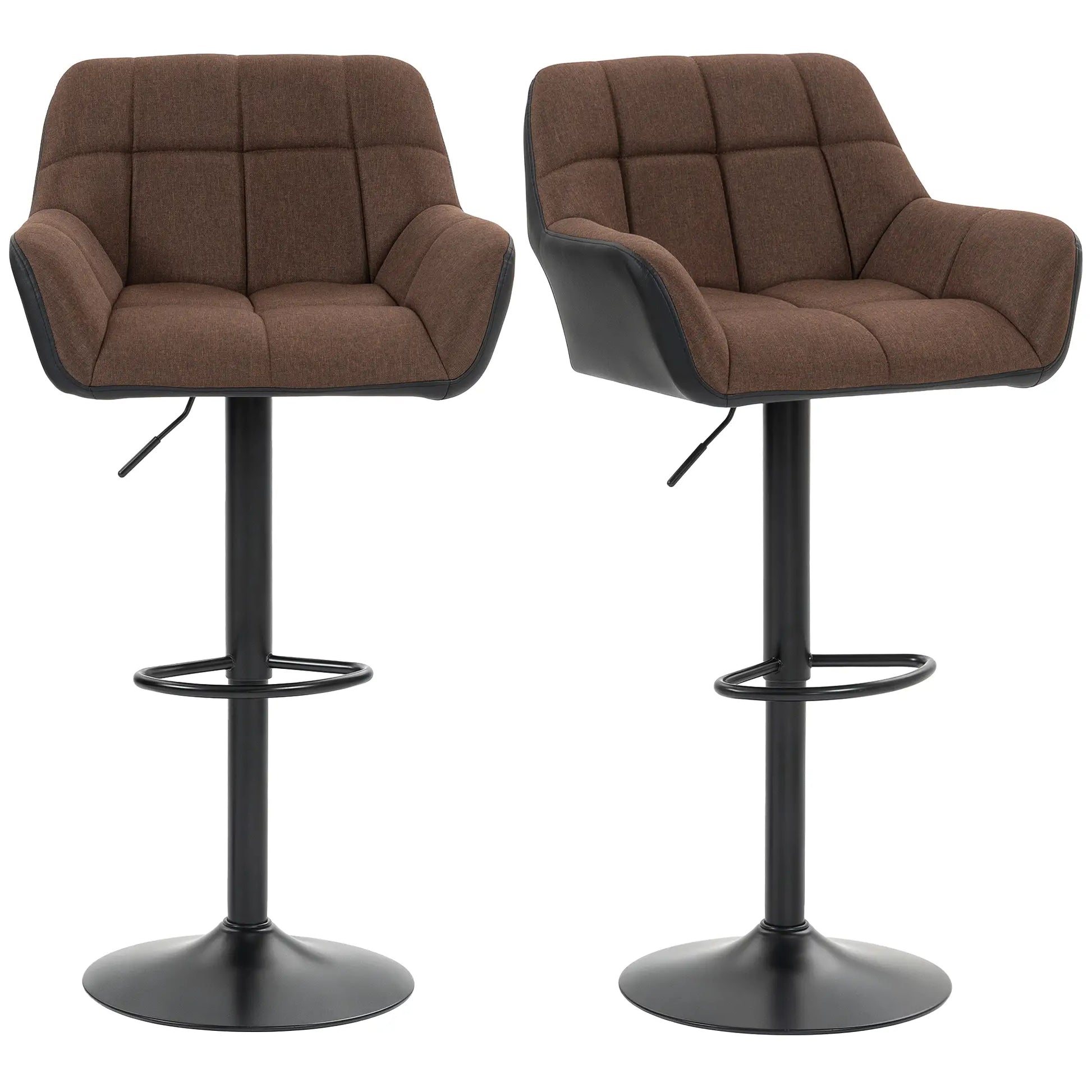 Adjustable Swivel Barstools Set of 2, with Footrest Armrests, Brown Bar Stools at Gallery Canada