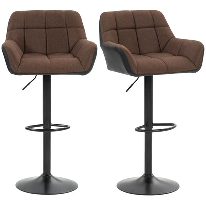 Adjustable Swivel Barstools Set of 2, with Footrest Armrests, Brown Bar Stools at Gallery Canada
