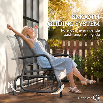 3-Seat Outdoor Glider Chair, Steel Frame, Sling Fabric Seat, Grey Outdoor Gliders at Gallery Canada