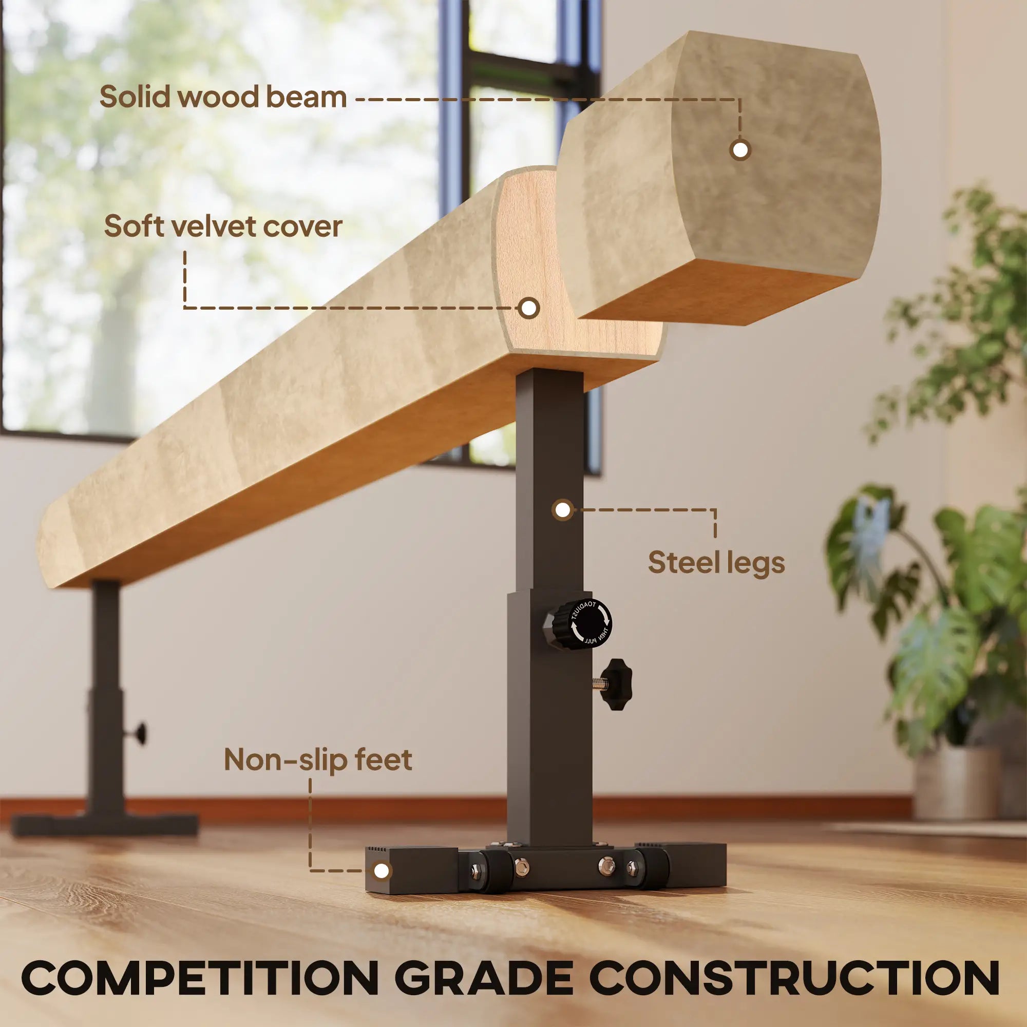7.5ft Adjustable Balance Beam, Gymnastics Equipment with Wheels, for Training Aerobic Equipment at Gallery Canada