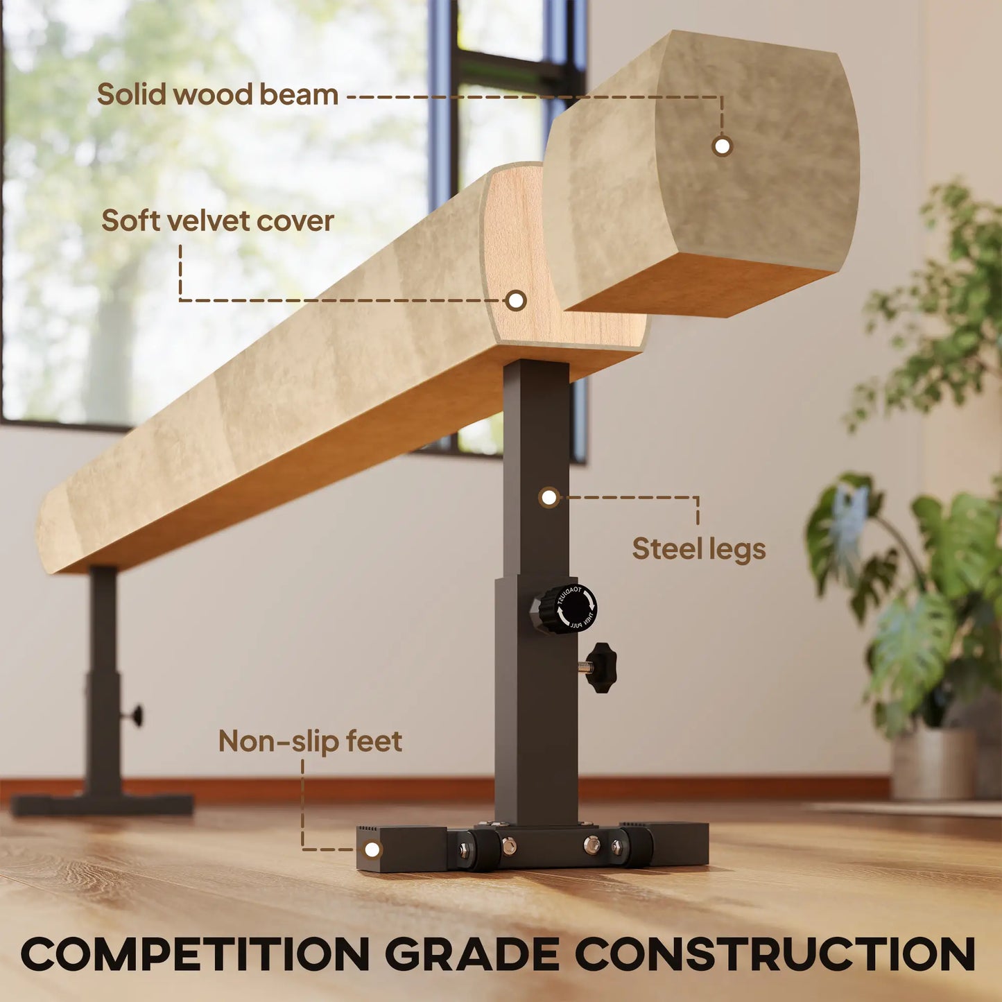 7.5ft Adjustable Balance Beam, Gymnastics Equipment with Wheels, for Training Aerobic Equipment at Gallery Canada