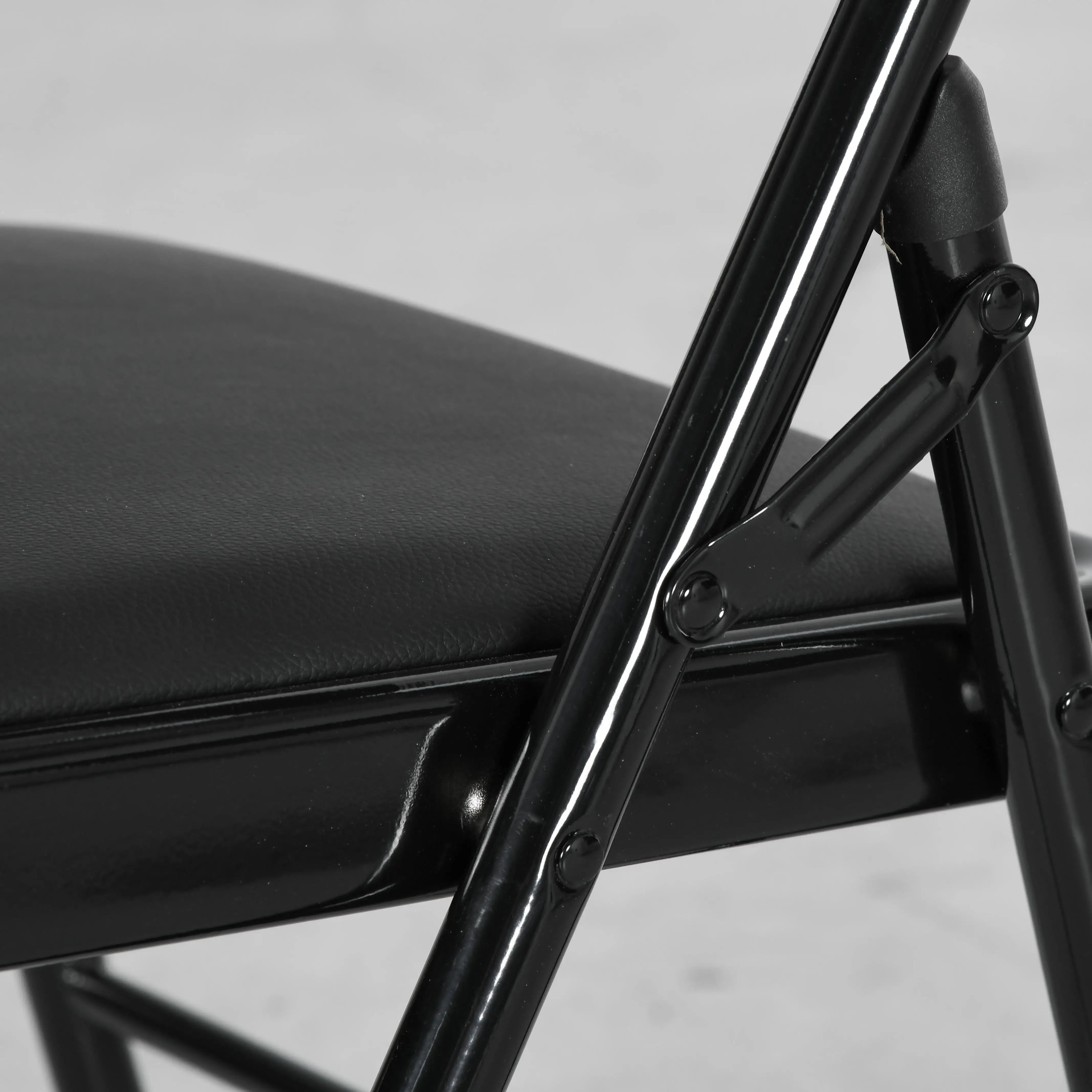 Set of 2 Metal Foldable Chairs, PU Leather Padded, Black Bar Stools at Gallery Canada