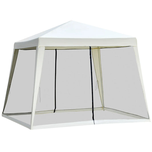 10x10ft Party Tent Canopy with Netting, Outdoor Gazebo, Beige Canopy Tents Beige at Gallery Canada