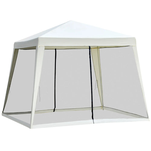 10x10ft Party Tent Canopy with Netting, Outdoor Gazebo, Beige