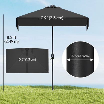 7.5ft Half Umbrella, Semi Round Patio Parasol, Crank Handle, Top Vent, Black Half Round Umbrellas at Gallery Canada