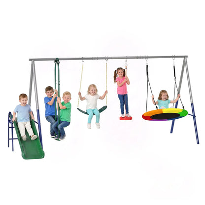 Kids Swing Set With Slide, Swings, Glider, 770lbs Capacity, Ages 3-8, Multicolour Gym Sets & Swings at Gallery Canada
