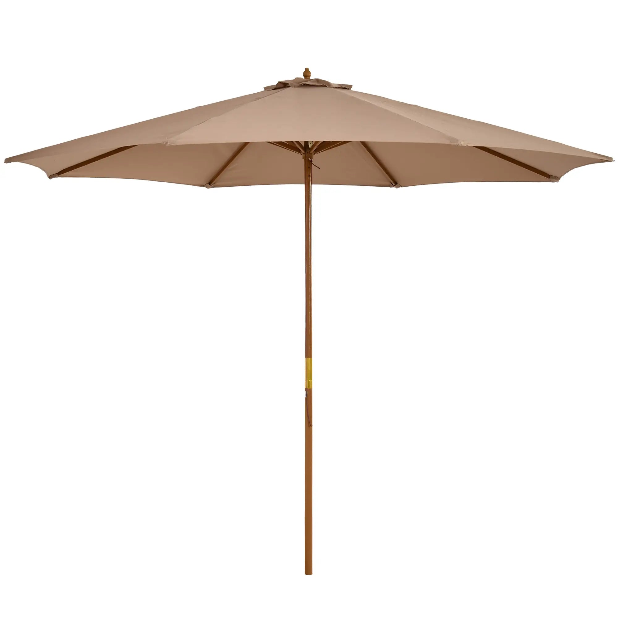 10' x 8' Khaki Wooden Patio Umbrella, Garden Parasol, Outdoor Sunshade, Khaki Sun Umbrellas Khaki, Teak at Gallery Canada