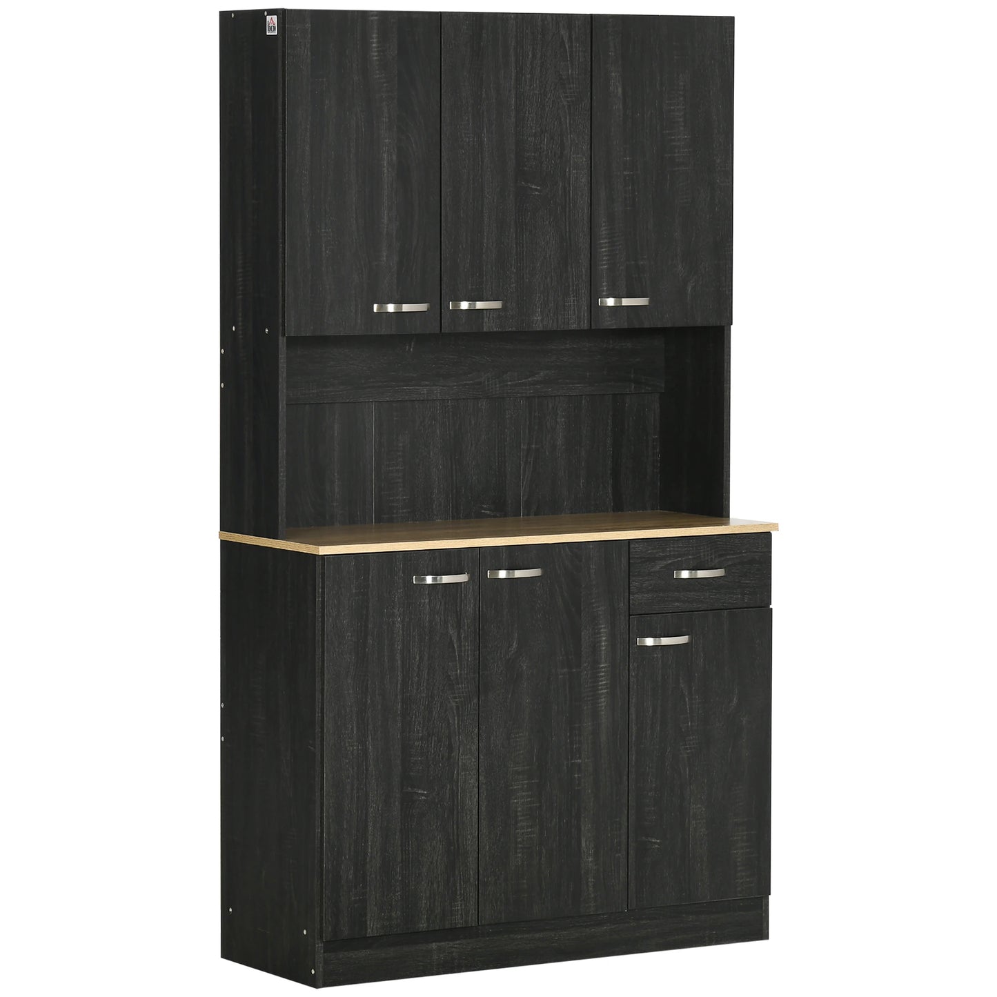 71" Kitchen Buffet with Hutch, Freestanding Cabinet, Black Kitchen Pantry Cabinets Black at Gallery Canada