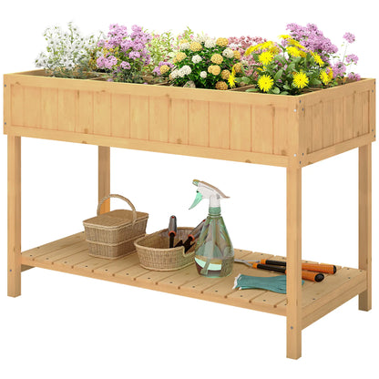 43.25" x 18" x 30" Raised Garden Bed, Wooden Plant Stand, 8 Grid Box, Natural Wood Elevated Garden Beds at Gallery Canada