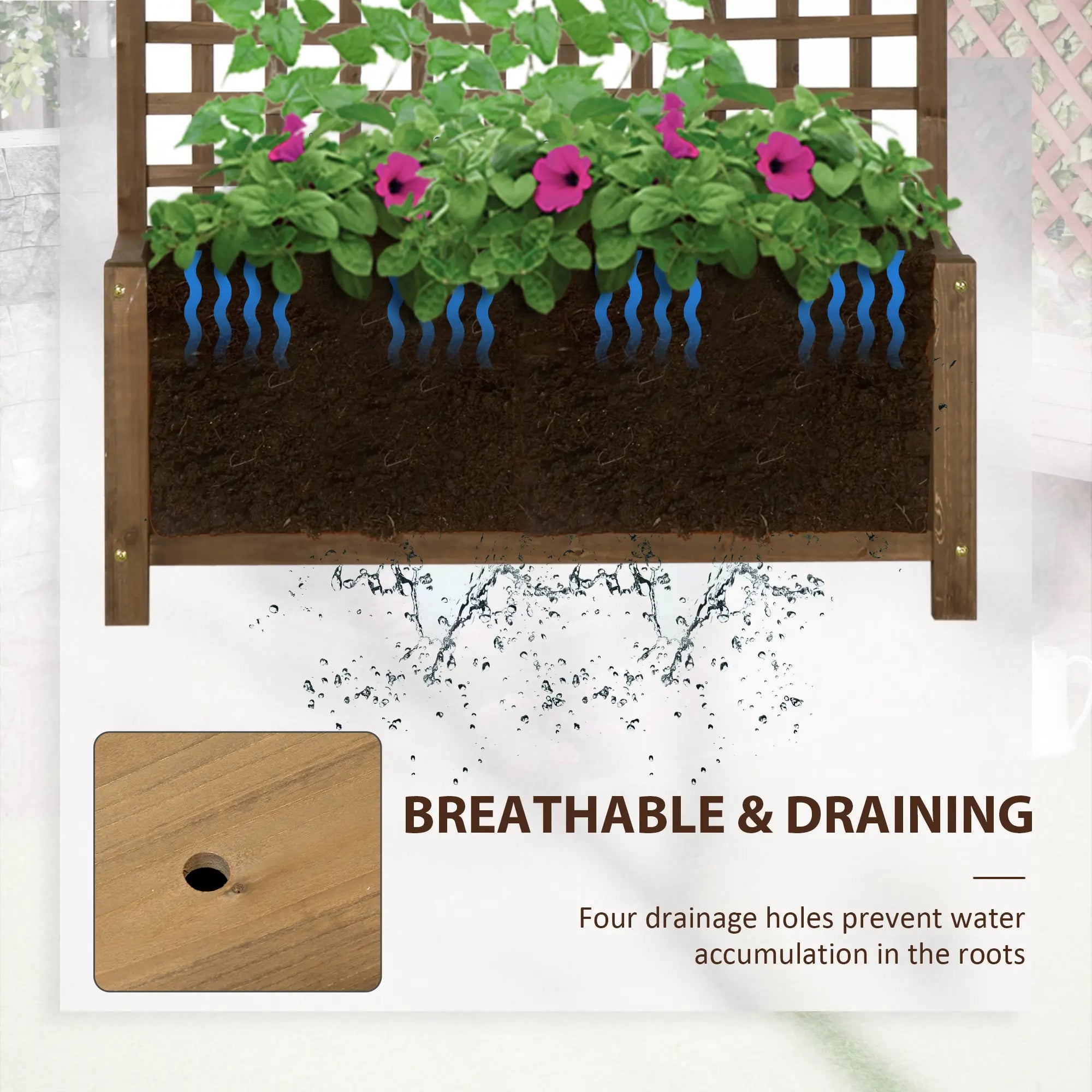 Wood Planter with Trellis for Vine Climbing, Raised Garden Bed Wooden Planter Boxes at Gallery Canada