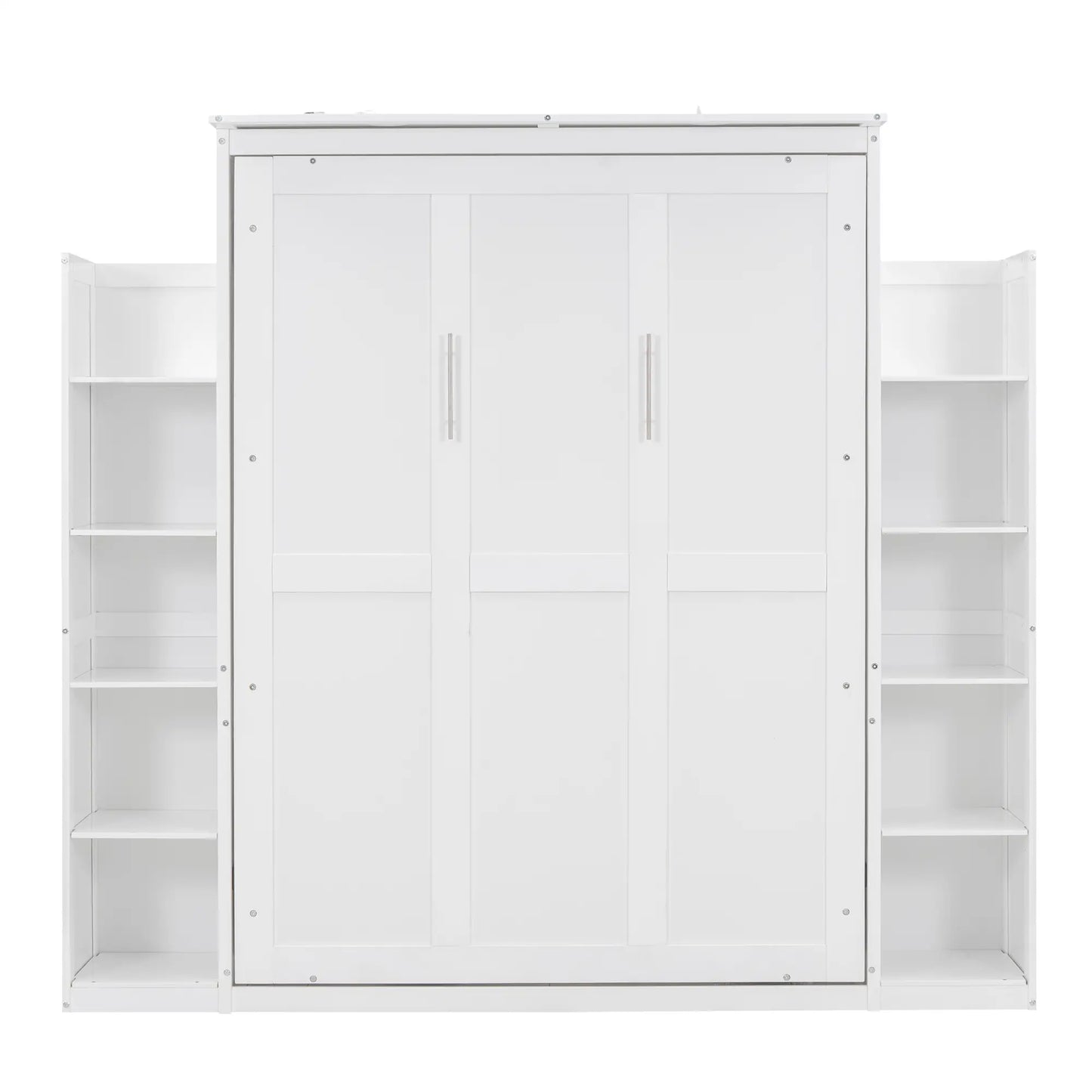 Murphy Bed with Shelves, LED Lights, 91" L x 81" W x 84" H, White Bed Frames at Gallery Canada