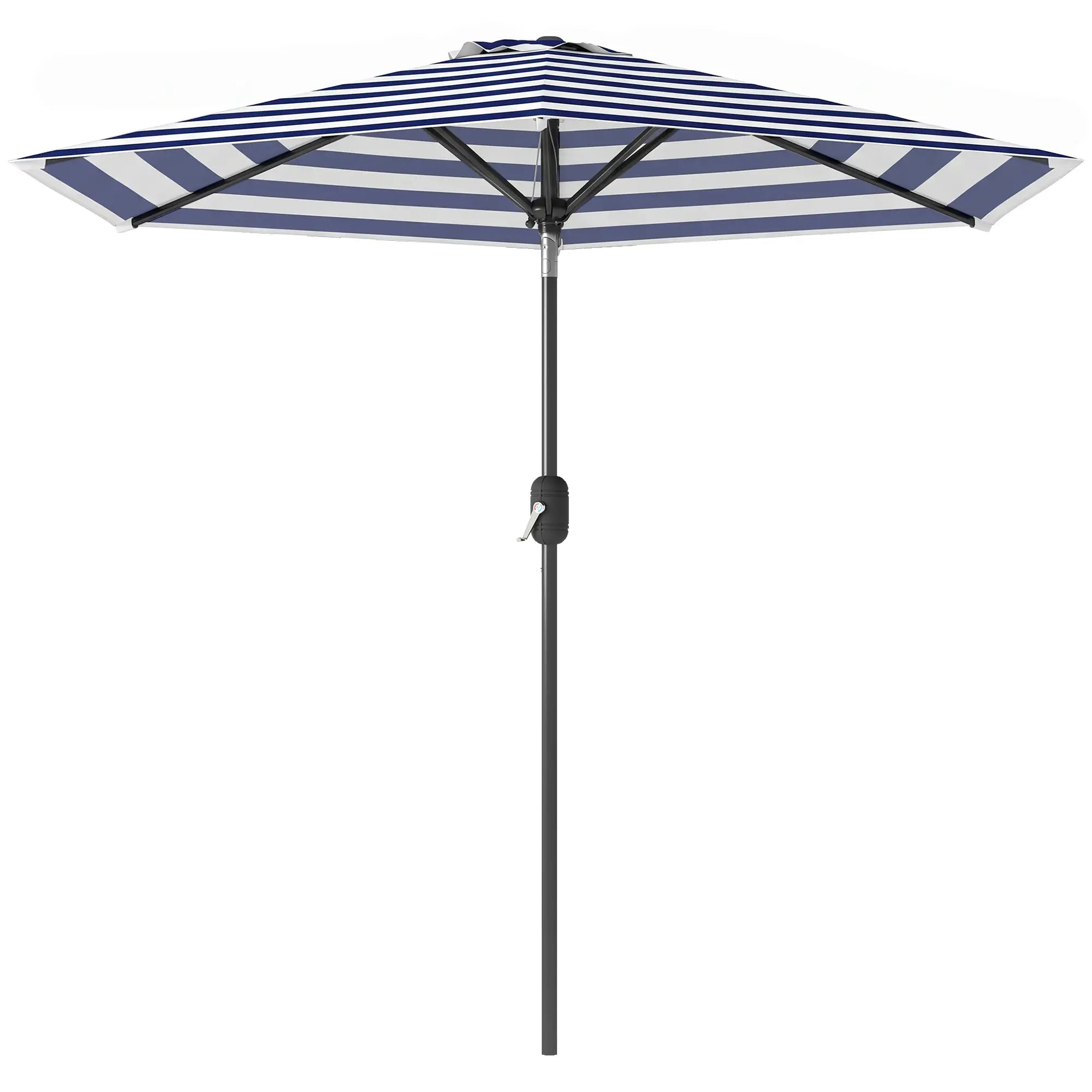 Outdoor Patio Sun Umbrella, 6 Ribs, Stripes, Blue Patio Umbrellas Blue and White Stripes at Gallery Canada